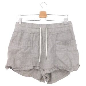 Athleta Cabo Linen‎ Blend Shorts Women's Size 10 Gray Casual Drawstring
